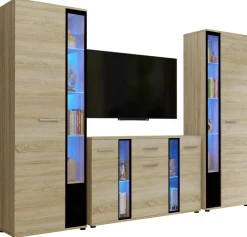 Meblościanki></noscript>Meblohand Pojemne meble do salonu CUBE XL dąb sonoma