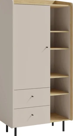 Regały Na Książki|Meble Młodzieżowe>MEBLAR Półotwarty regał na książki 80 cm młodzieżowy ALDENO beż piaskowy