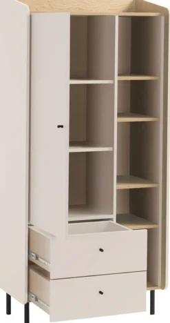 Regały Na Książki|Meble Młodzieżowe>MEBLAR Półotwarty regał na książki 80 cm młodzieżowy ALDENO beż piaskowy