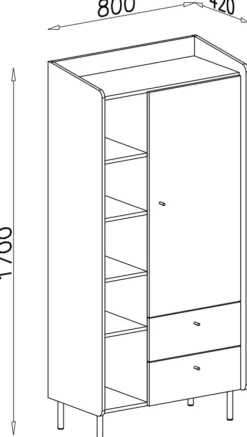 Regały Na Książki|Meble Młodzieżowe></noscript>MEBLAR Półotwarty regał na książki 80 cm młodzieżowy ALDENO beż piaskowy