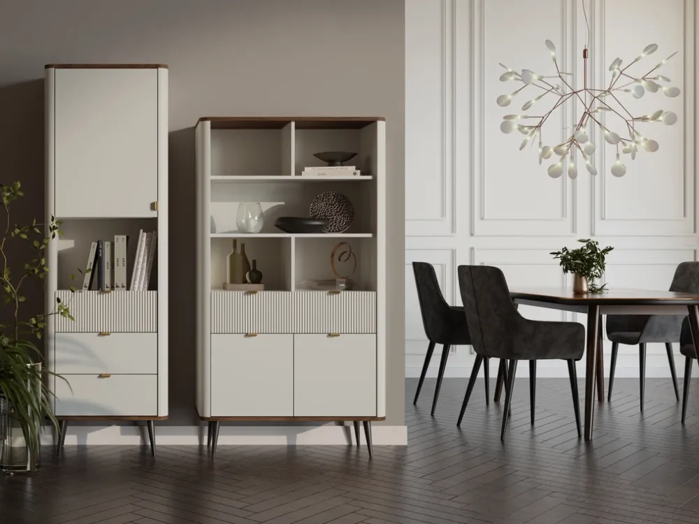 Regały Na Książki|Zestawy Mebli Do Salonu>JUREK Półotwarty regał na książki do salonu z szufladami 90 cm MIREL