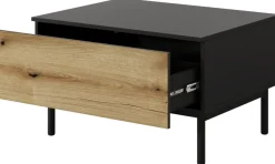Ławy I Stoliki>LASKI Prostokątny stolik kawowy w loftowym stylu z szufladą 80 cm LARINO