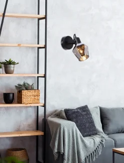 Oświetlenie Przedpokoju|Oświetlenie Jadalni>Candellux Lighting Randi lampa kinkiet czarny matowy 1x15w e14 klosz dymiony