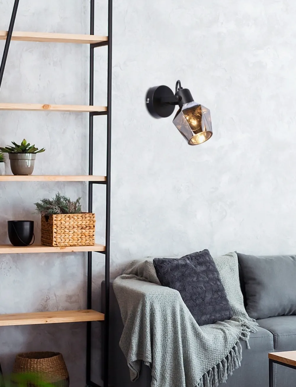 Oświetlenie Przedpokoju|Oświetlenie Jadalni>Candellux Lighting Randi lampa kinkiet czarny matowy 1x15w e14 klosz dymiony