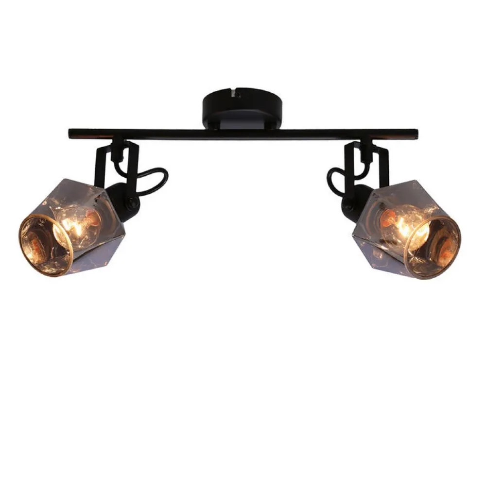 Oświetlenie Przedpokoju|Oświetlenie Jadalni>Candellux Lighting Randi lampa sufitowa listwa czarny matowy 2x15w e14 klosz dymiony