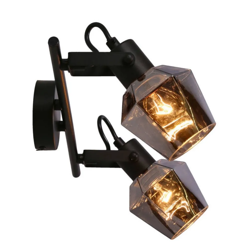 Oświetlenie Przedpokoju|Oświetlenie Jadalni>Candellux Lighting Randi lampa sufitowa listwa czarny matowy 2x15w e14 klosz dymiony