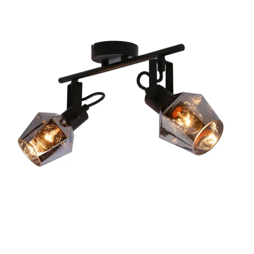 Oświetlenie Przedpokoju|Oświetlenie Jadalni>Candellux Lighting Randi lampa sufitowa listwa czarny matowy 2x15w e14 klosz dymiony