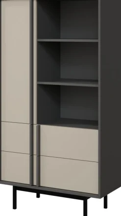 Regały Loftowe|Regały Na Książki>JUREK Regał do salonu 83 cm z szafkami i półkami beż jasny AVERO