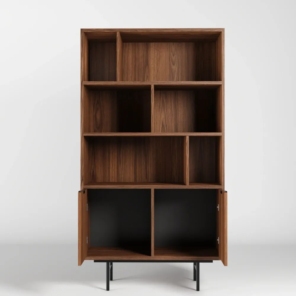 Regały Na Książki|Regały Loftowe>KAROL MEBLE Regał na książki 90 cm do salonu ELVIO orzech warmia