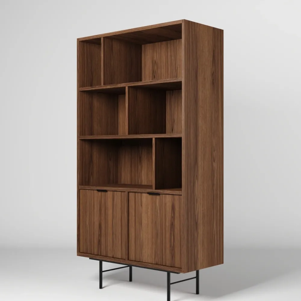 Regały Na Książki|Regały Loftowe>KAROL MEBLE Regał na książki 90 cm do salonu ELVIO orzech warmia