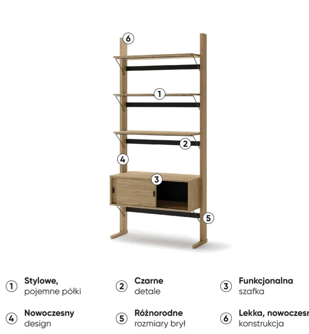 Regały Na Książki|Zestawy Mebli Młodzieżowych>lenart. Regał na książki do pokoju młodzieżowego 88cm dąb olejowany OLLIE