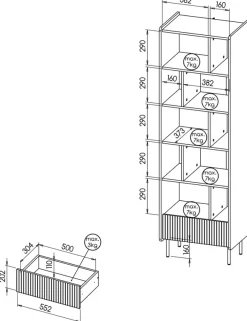 Regały Loftowe|Regały Na Książki></noscript>DOLMAR Regał otwarty na książki z szufladą 60 cm PINNACLE