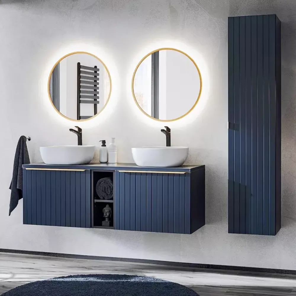 Meble Łazienkowe|Szafki Łazienkowe>COMAD Regał wiszący do łazienki granatowy SANTELI