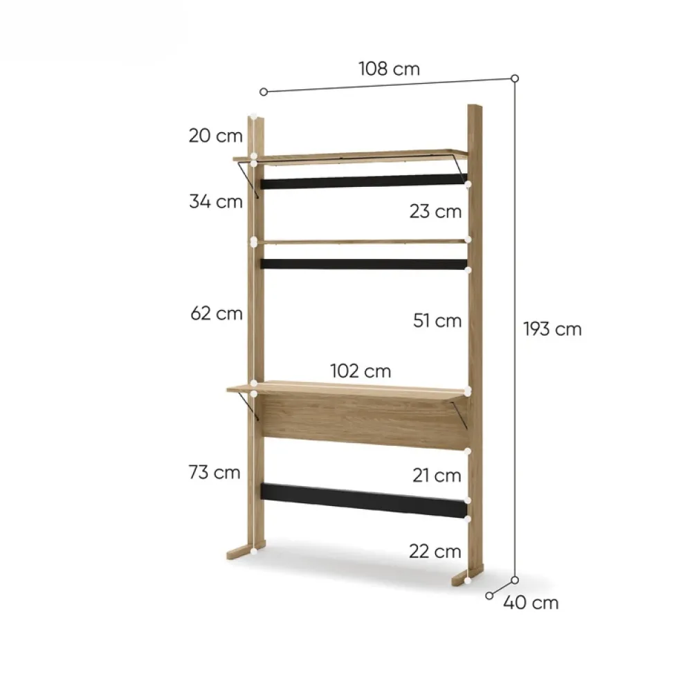 Regały Na Książki|Zestawy Mebli Młodzieżowych>lenart. Regał z biurkiem 108 cm do pokoju młodzieżowego dąb olejowany OLLIE