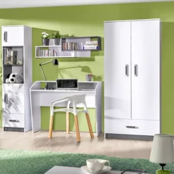 Zestawy Mebli Młodzieżowych>DOMEL Regał z szufladą biały półki TRAFIKO