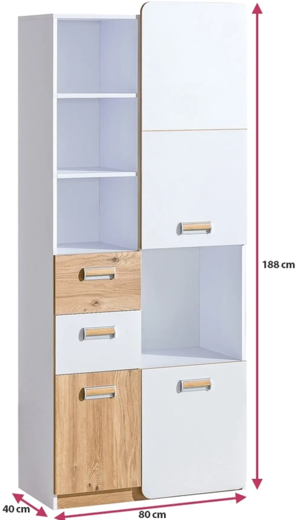 Regały Na Książki|Regały Dla Dzieci>DOLMAR Regał z szufladami do pokoju dziecięcego 80 cm LUMINOUS biały