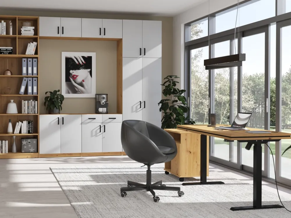 Biurka>Lempert Regulowane elektrycznie biurko białe MULL 138x67 cm metalowe nogi