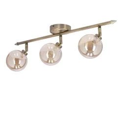 Oświetlenie Przedpokoju|Oświetlenie Jadalni></noscript>Candellux Lighting Rodia lampa sufitowa listwa patynowy 3x40w g9 klosz bursztynowy