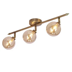 Oświetlenie Przedpokoju|Oświetlenie Jadalni></noscript>Candellux Lighting Rodia lampa sufitowa listwa patynowy 3x40w g9 klosz bursztynowy