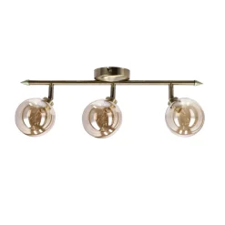 Oświetlenie Przedpokoju|Oświetlenie Jadalni></noscript>Candellux Lighting Rodia lampa sufitowa listwa patynowy 3x40w g9 klosz bursztynowy