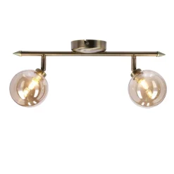 Oświetlenie Przedpokoju|Oświetlenie Jadalni></noscript>Candellux Lighting Rodia lampa sufitowa listwa patynowy 2x40w g9 klosz bursztynowy