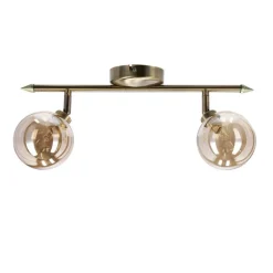 Oświetlenie Przedpokoju|Oświetlenie Jadalni></noscript>Candellux Lighting Rodia lampa sufitowa listwa patynowy 2x40w g9 klosz bursztynowy