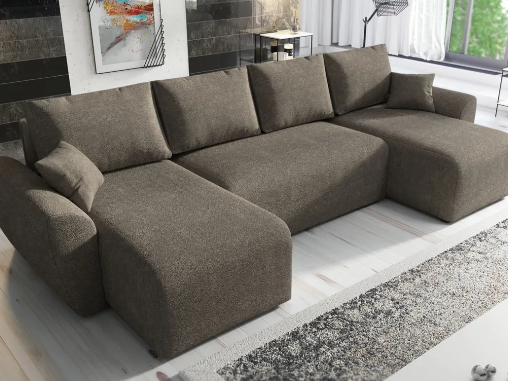 Narożniki>IZABELLA MEBLE Rogówka boucle w kształcie u z funkcją spania ROTTERDAM U