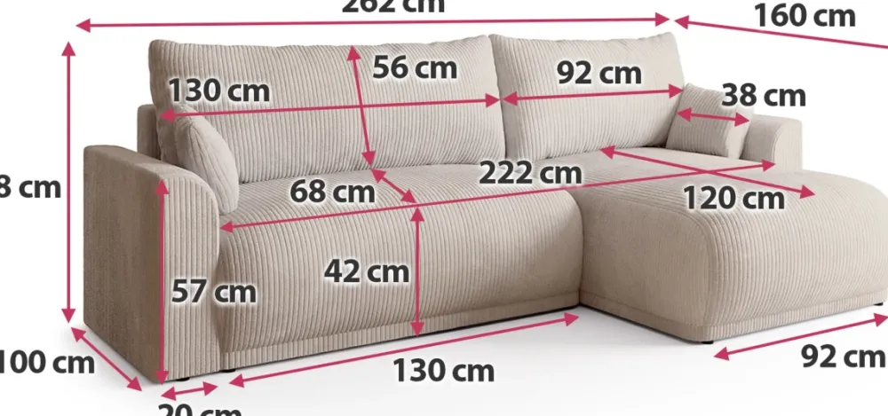 Narożniki|Meble Dla Dzieci>BROMARKT Rogówka do salonu z pojemnikiem i funkcją spania MORENO różowy