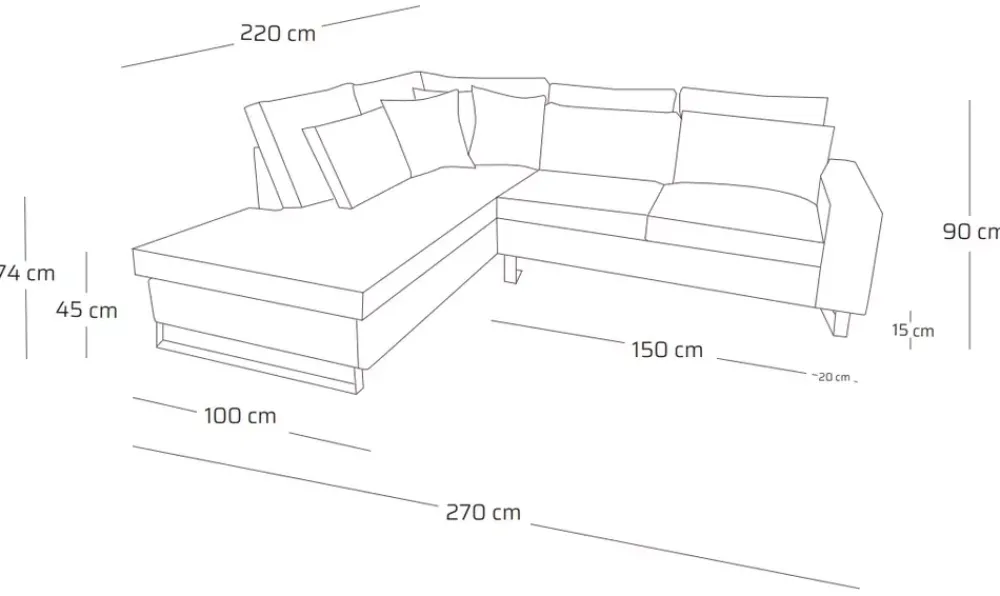 Narożniki>NEXT COLLECTION Rogówka wolnostojąca do salonu z poduchami SYLWIO płozy silikon