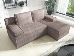 Meble Dla Dzieci|Narożniki></noscript>IZABELLA MEBLE Różowa kanapa narożna z funkcją spania i pojemnikiem CASPAR