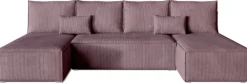 Narożniki>BROMARKT Różowy narożnik sztruksowy z funkcją spania do salonu TOP U SLIM