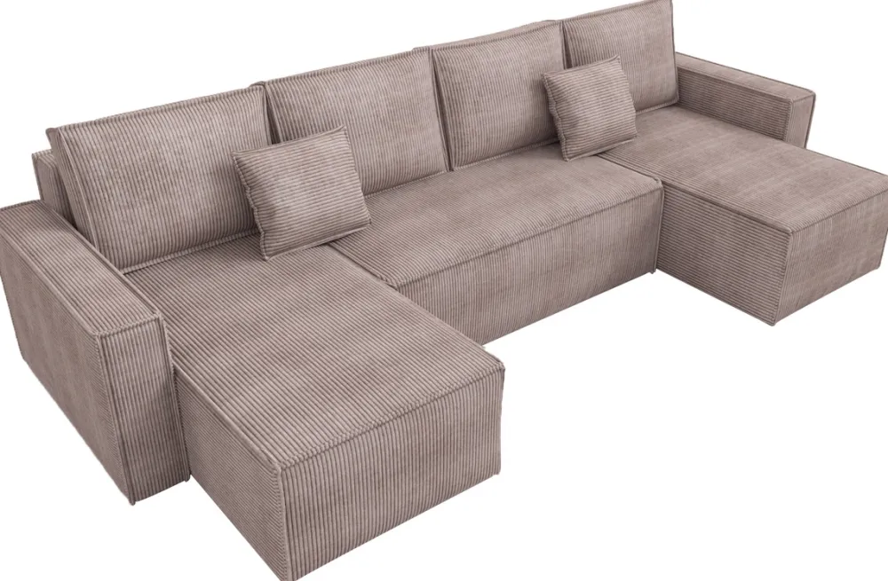 Narożniki>IZABELLA MEBLE Różowy narożnik w kształcie u z funkcją spania DEXTER U