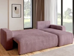 Meble Dla Dzieci|Meble Młodzieżowe>BROMARKT Różowy narożnik z funkcją spania i pojemnikiem PUMI sztruks