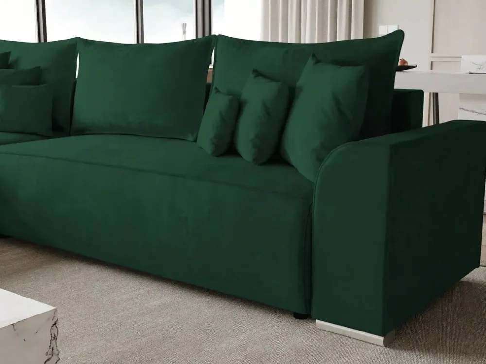 Meble Dla Dzieci|Narożniki>BROMARKT Rozkłada kanapa narożna do salonu SYDNEY welur butelkowa zieleń