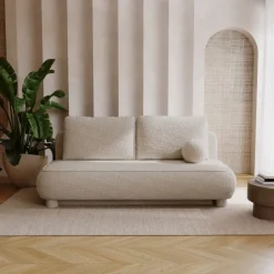 Meble Dla Dzieci|Meble Młodzieżowe>UNISTYL MEBLE Rozkładana beżowa kanapa z funkcją spania i pojemnikiem do salonu GISELLE