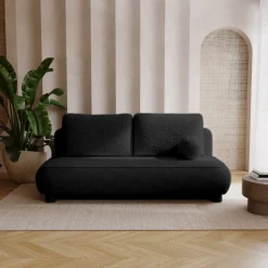 Meble Dla Dzieci|Meble Młodzieżowe>UNISTYL MEBLE Rozkładana czarna kanapa z funkcją spania i pojemnikiem do salonu boucle GISELLE