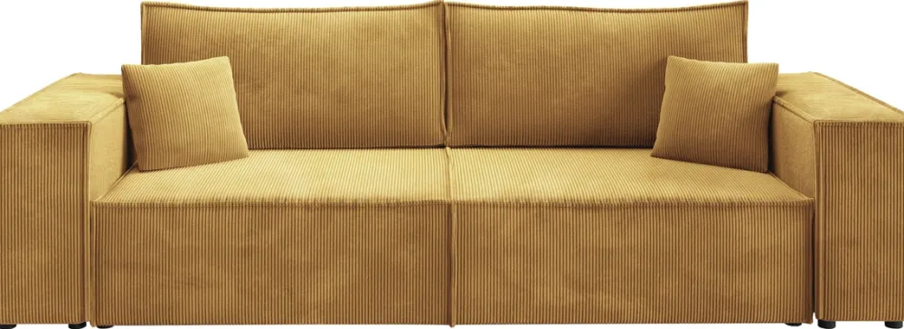 Meble Dla Dzieci|Meble Młodzieżowe>BROMARKT Rozkładana kanapa musztardowa do salonu z funkcją spania i pojemnikiem PEDRO