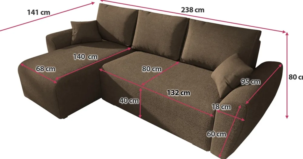 Narożniki>IZABELLA MEBLE Rozkładana kanapa narożna do salonu z funkcją spania ROTTERDAM