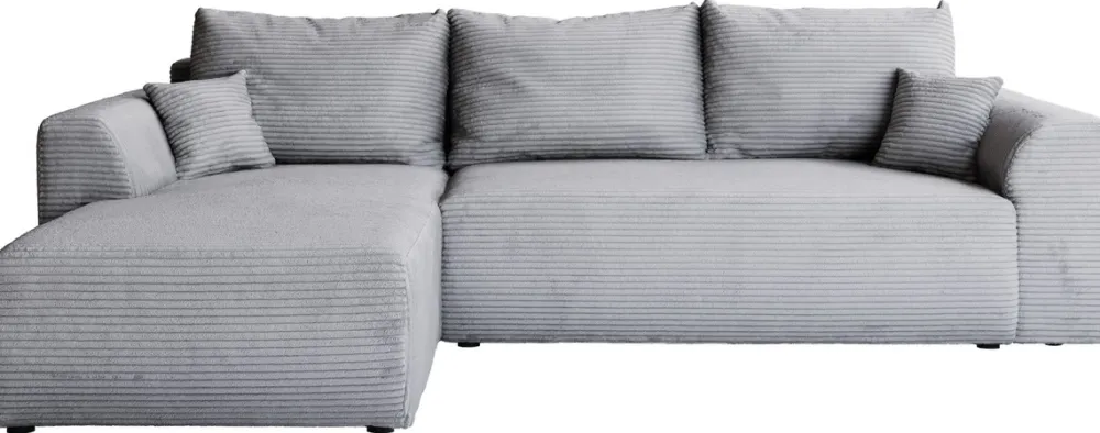 Meble Dla Dzieci|Narożniki>BROMARKT Rozkładana kanapa narożna z funkcją spania szara sztruksowa ROMEO