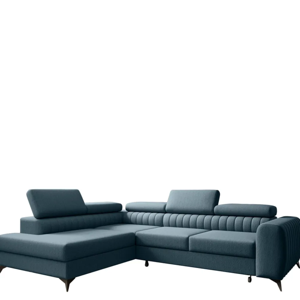 Narożniki>NEXT COLLECTION Rozkładana kanapa narożna z regulowanymi zagłówkami PAULLETTO metalowe nóżki