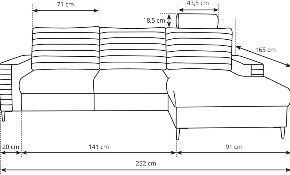 Narożniki>LASKI Rozkładana rogówka do salonu z funkcją spania CASTI