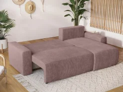 Meble Dla Dzieci|Meble Młodzieżowe>BROMARKT Rozkładana rogówka z funkcją spania do salonu PLUSH L pudrowy róż
