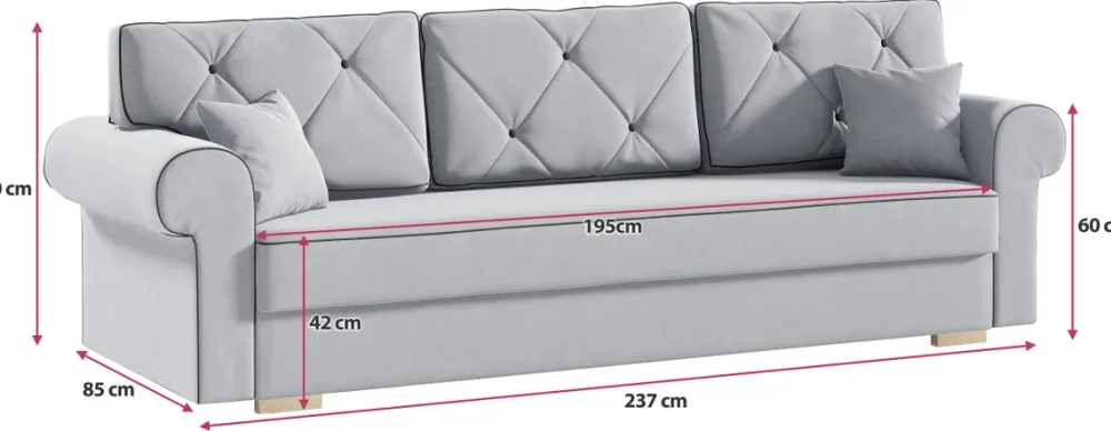 Meble Dla Dzieci|Kanapy I Sofy>Meble Grand Rozkładana sofa trzyosobowa do salonu z funkcją spania CHEESE