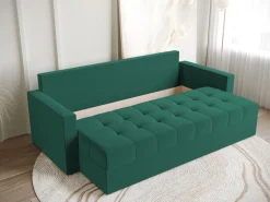 Meble Dla Dzieci|Meble Młodzieżowe></noscript>BROMARKT Rozkładana sofa trzyosobowa z funkcją spania HOT butelkowa zieleń