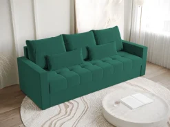 Meble Dla Dzieci|Meble Młodzieżowe></noscript>BROMARKT Rozkładana sofa trzyosobowa z funkcją spania HOT butelkowa zieleń