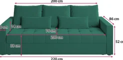 Meble Dla Dzieci|Meble Młodzieżowe></noscript>BROMARKT Rozkładana sofa trzyosobowa z funkcją spania HOT butelkowa zieleń