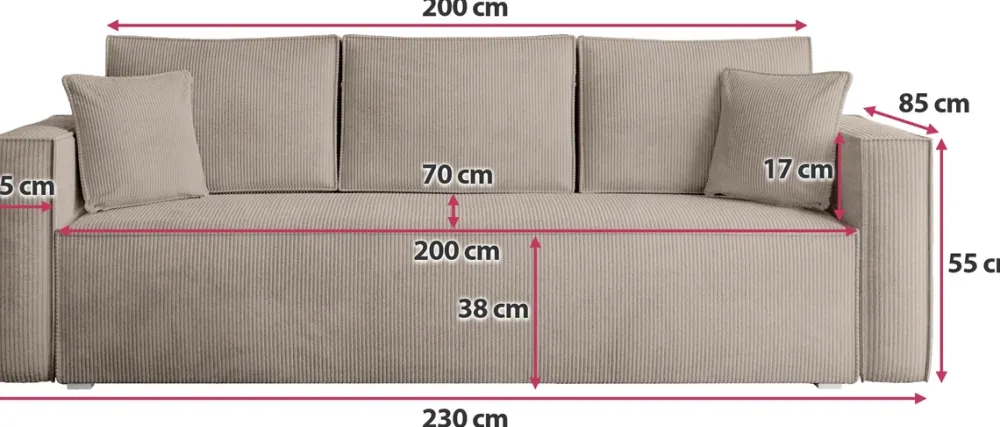 Meble Dla Dzieci|Meble Młodzieżowe>BROMARKT Rozkładana sofa z funkcją spania TOP trzyosobowa z pojemnikiem