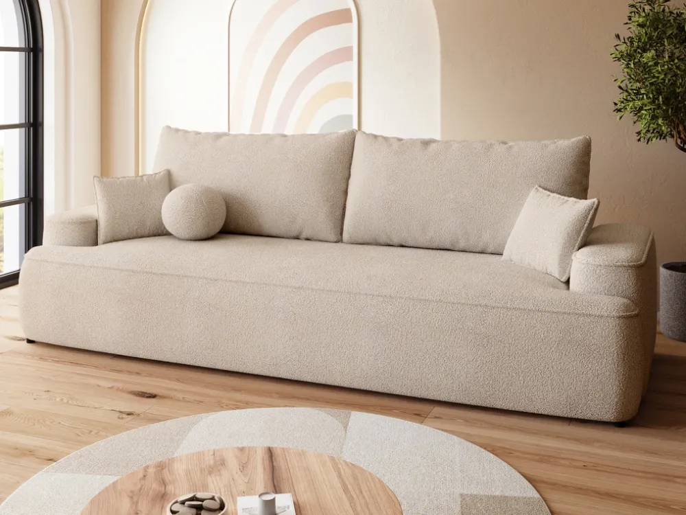 Kanapy I Sofy|Meble Młodzieżowe>BROMARKT Rozkładana sofa z funkcją spania i pojemnikiem CARMELLO boucle
