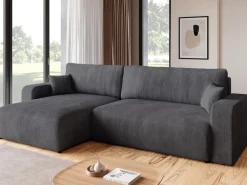 Narożniki>BROMARKT Rozkładana szara kanapa narożna z funkcją spania PUMI XL