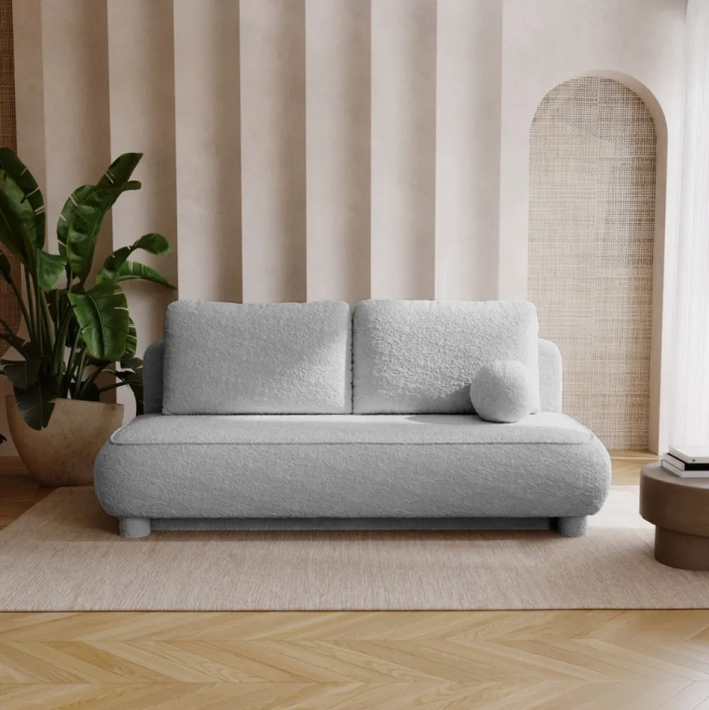 Meble Dla Dzieci|Meble Młodzieżowe>UNISTYL MEBLE Rozkładana szara kanapa z funkcją spania i pojemnikiem do salonu boucle GISELLE